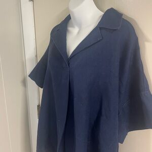 Soft Surroundings Deep Blue 100% Linen Top